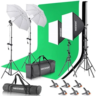 Afbeelding van Neewer 2, 6 m x 3 achtergrondsteunsysteem en 800 W 5500 K paraplu&#039;s, softbox, continu lichtset voor fotostudio, productenportret video fotografie
