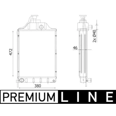 Afbeelding van MAHLE ORIGINAL CR 2303 000P Radiateur 472mm 380mm 46mm Met frame Koelribben gesoldeerd