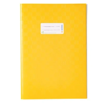 Afbeelding van HERMA 7441 schriftenhoezen DIN A4 Bast, schriften met label en baststructuur, van duurzame afwasbare polypropyleenfolie, set 25 schriftbeschermers voor schoolschriften, geel