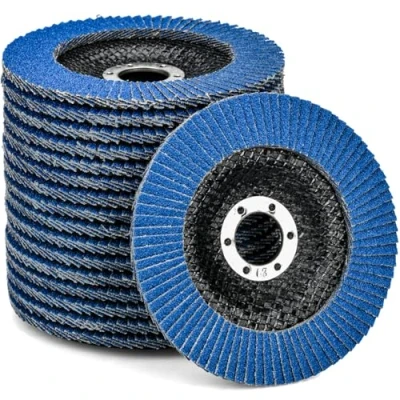 Afbeelding van HATANSE Set van 10 lamellenslijpschijven Ø 125 mm x 22 mm, korrel 80 slijpschijven voor haakse slijper en polijstmachine, blauw
