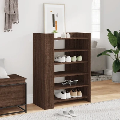 Afbeelding van Schoenenkast 74,5x37,5x100 cm bewerkt hout bruin eikenkleurig