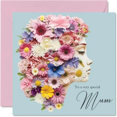Afbeelding van cartes de fête des mères sincères pour maman Tête fleur Carte d&#039;anniversaire la part sa fille, fils, cadeaux maman, 145 mm x mm, vœux