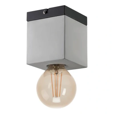Afbeelding van EGLO Prestwick 3 plafondlamp, 1 lichts, modern, industrieel, woonkamerlamp van beton grijs en metaal in zwart, slaapkamerlamp met E27 fitting