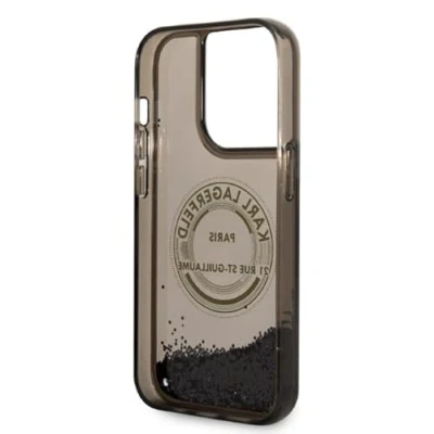 Afbeelding van Karl Lagerfeld KLHCP14LLCRSGRK iPhone 14 Pro 6.1 zwart/zwart hardcase Liquid Glitter RSG