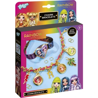 Afbeelding van Totum Rainbow High 2 bedel armbandjes maken goudkleurig knutselpakket creatief fashion sieraden MGA