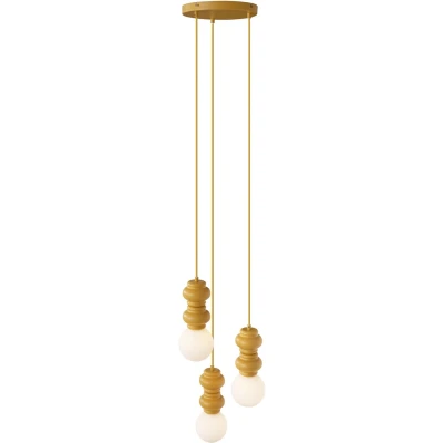 Afbeelding van QAZQA fedde Retro Hanglamp 3 lichts Ø 31 cm Geel Woonkamer Slaapkamer Keuken