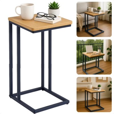 Afbeelding van Cheqo® Bijzettafel Bedtafel Laptoptafel Banktafel Bijzettafeltje Salontafel Bijzet Tafel Metaal Marmeren MDF Tafelblad Kleine Moderne Hout