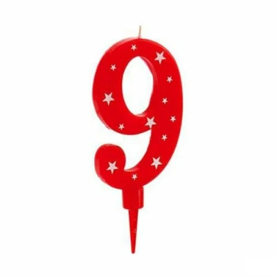 Afbeelding van Kaars Verjaardag Cijfer 9 (12 Stuks)