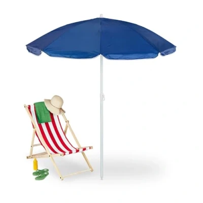 Afbeelding van Relaxdays parasol strandparasol kantelbaar zonnescherm 160 cm draagtas