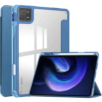 Afbeelding van iMoshion Tablet Hoes Geschikt voor Xiaomi Pad 6 Pro / Trifold Hardcase Bookcase transparante rand Donkerblauw