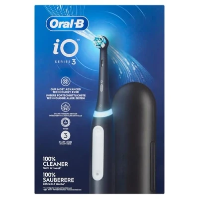 Afbeelding van Oral B iO Series zwarte elektrische tandenborstel, 1 borstelborstel, reisetui,