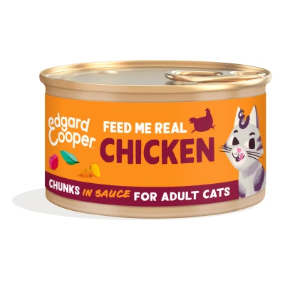 Afbeelding van Edgard&amp;Cooper Adult Chunks 85 g Kattenvoer Kip