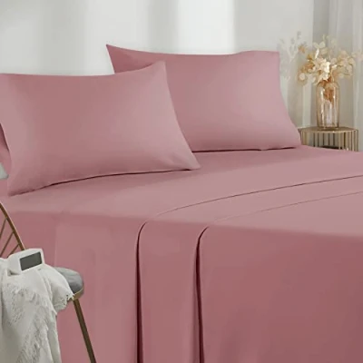 Afbeelding van Poligino Beddengoed, 90 x 190 200 cm, 3 delig, microvezel, hoeslaken bedlaken voor eenpersoonsbed, 160 280 1 kussensloop 50 80 dieproze