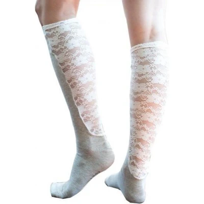 Afbeelding van Able2 Xpandasox Effen met kanten panel (crème) crème gemêleerd 35 41