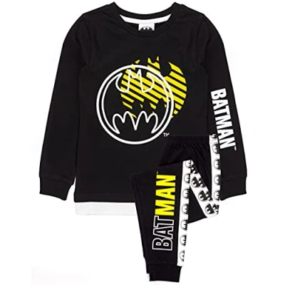 Afbeelding van DC Comics Batman Pyjamas Jongens Kids Zwart T Shirt Lengte PJS, Zwart, 9 10 jaar, zwart.