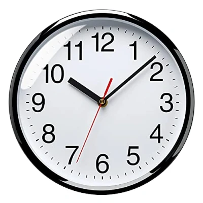 Afbeelding van Plumeet Grote wandklok, 25 cm, decoratieve geluidsarm kwartsuurwerk, voor thuis/keuken/kantoor/school, werkt op batterijen (wit)