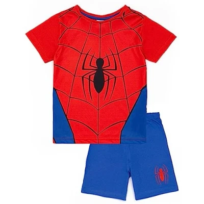 Afbeelding van Marvel Spiderman blauw in rode pyjamaset Spider Suit T shirt shorts PJs Web Slinging Adventure Design Officiële Merchandise Perfect cadeau voor kleine superhelden,