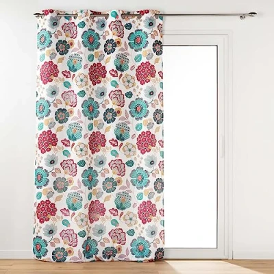 Afbeelding van douceur d&#039;intérieur, Gordijn met oogjes (140 x 260 cm) Winteria wit, bedrukt polyester