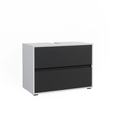 Afbeelding van Vicco Wastafelonderkast Maltin, Wit/antraciet/Wit, 80.2 x 58.2 cm met twee grote laden
