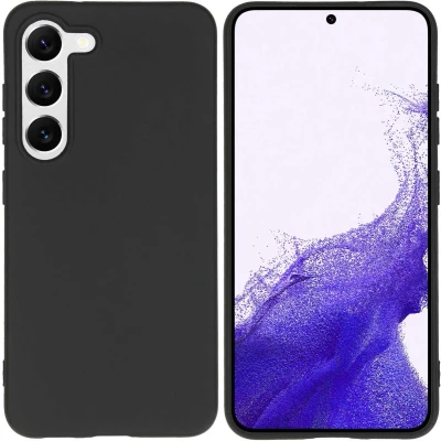 Afbeelding van iMoshion Hoesje Geschikt voor Samsung Galaxy S23 Siliconen Carbon Softcase Backcover Zwart