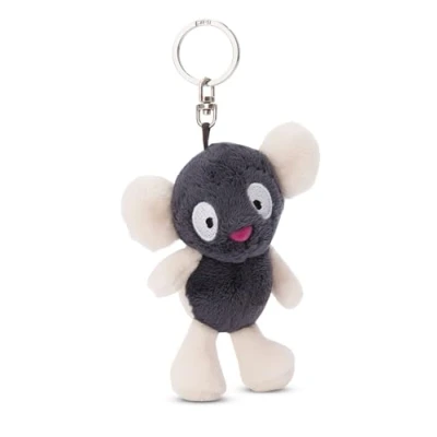 Afbeelding van Sleutelhanger Lemurian Ruffi 10 cm grijs Duurzame knuffeldierhanger met metalen ring om op te hangen aan sleutels, touw, tas en meer