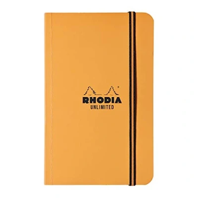 Afbeelding van RHODIA 118558C elastisch notitieboek Unlimited oranje 9 x 14 cm gelinieerd 120 afneembare pagina&#039;s wit Clairefontaine papier 80 g/m² fluweelzachte omslag onbeperkt