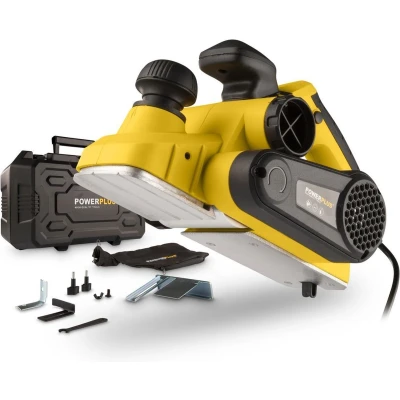 Afbeelding van Powerplus POWX1110 Schaafmachine 900W Zijgeleider Schaafdiepte Breedte instelling Opvangzak Incl. 2 messen en opbergkoffer