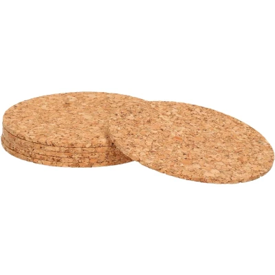Afbeelding van Zeller Glazenonderzetters rond Lichtbruin 10cm diameter Kurk Set van 6