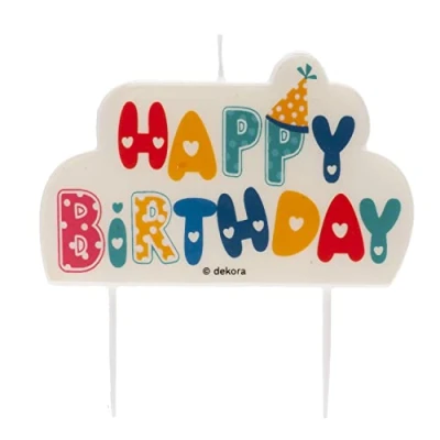 Afbeelding van Dekora Originele verjaardagskaarsen Happy Birthday kaars verjaardagsdecoratie met decoratieve letters 10 x 6 cm