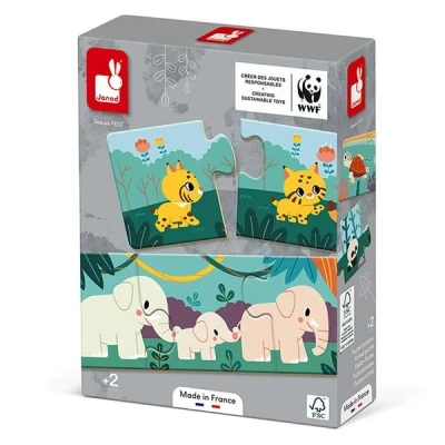 Afbeelding van Janod wwf puzzels dierenfamilie 10x3st