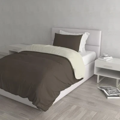 Afbeelding van Natural Colour Doubleface dekbedovertrek, 100% katoen, donkerblauw/lichtgrijs, dubbel