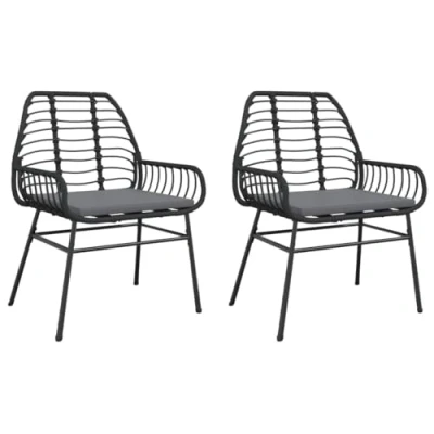 Afbeelding van Tuinstoelen 2 st met kussens poly rattan zwart