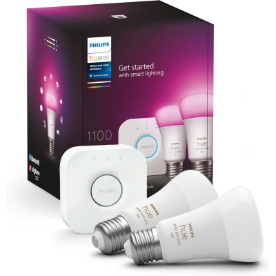 Afbeelding van Philips Hue starterkit wit en gekleurd licht 2 x 9W E27 1100lm met Bridge