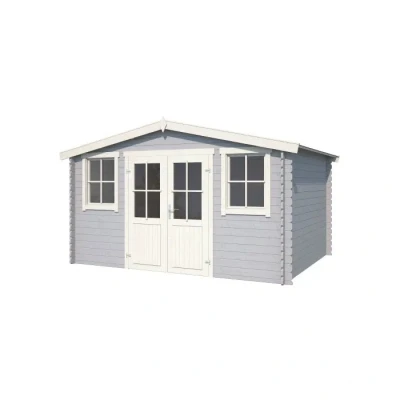 Afbeelding van Blokhut Dallas 396x312 cm Platinum Grey wit Gecoat