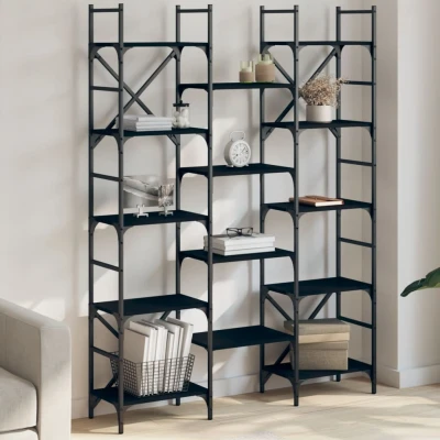 Afbeelding van Boekenkast 127,5x28,5x172,5 cm bewerkt hout zwart