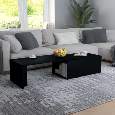 Afbeelding van Salontafel 150x50x35 cm bewerkt hout zwart