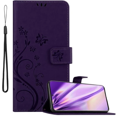 Afbeelding van Cadorabo Hoesje geschikt voor Samsung Galaxy S20 in BLOEMEN DONKER PAARS Beschermhoes bloemmotief met magnetische sluiting, standfunctie en kaartsleuven Book Case Cover Etui