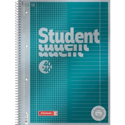 Afbeelding van Brunnen Duo 1067174 notitieblok, hoge kwaliteit, liniatuur 27 + 28,90 g/m², 40 vellen gelinieerd, geruit, duo, 28, gelinieerde A4 geruit