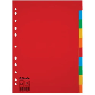 Image de Intercalaire carton A4 10 touches multicolore Esselte