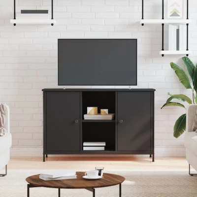 Afbeelding van Tv meubel 100x35x65 cm bewerkt hout zwart