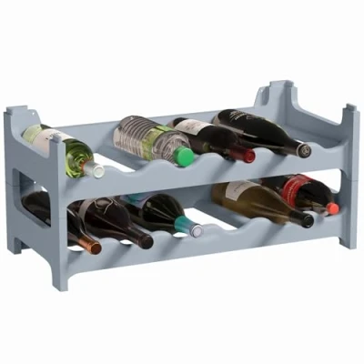 Afbeelding van ARTECSIS Flessenrek, wijnrek voor 12 flessen, kunststof, betongrijs, hoogte 28 cm