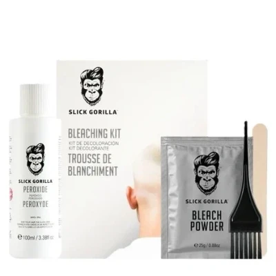 Afbeelding van Slick Gorilla Bleaching Kit Bleekpoeder, 50 ml peroxide, Applicatieborstel, Mengschaal, Mengstokje en beschermende handschoenen