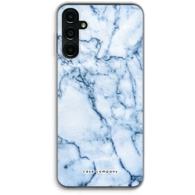 Afbeelding van Case Company® hoesje geschikt voor Samsung Galaxy A14 Blauw marmer Soft Cover Telefoonhoesje Bescherming aan alle Kanten en Schermrand
