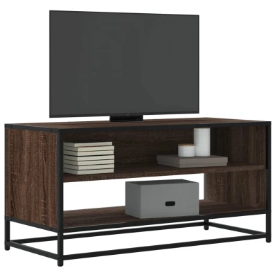 Afbeelding van Tv meubel 91x40x46 cm bewerkt hout metaal bruin eikenkleur