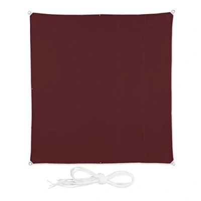 Afbeelding van Relaxdays Schaduwdoek vierkant waterafstotend tuindoek PE spanzeil bordeaux 2,5 x m