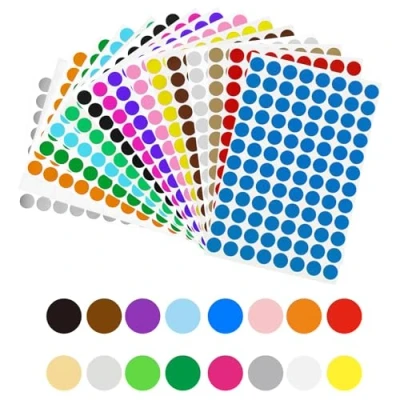 Afbeelding van 1536 stuks 15 mm ronde kleefpunten 16 kleuren kleurgecodeerd Voor kantoor, school, kalender, kaarten