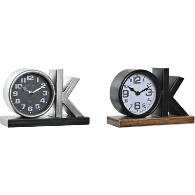 Afbeelding van Bordsklocka DKD Home Decor Ziverachtig Zwart Ijzer OK (23 x 8 15 cm) (2 Stuks)