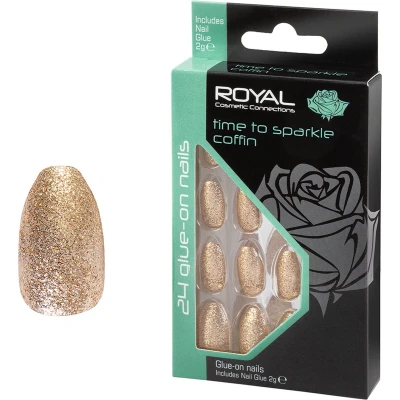 Afbeelding van Royal 24 Coffin Glue on Nails Time To Sparkle