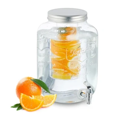 Afbeelding van Relaxdays drankdispenser met infuser glazen limonadetap kraan sapkan filter 8 liter