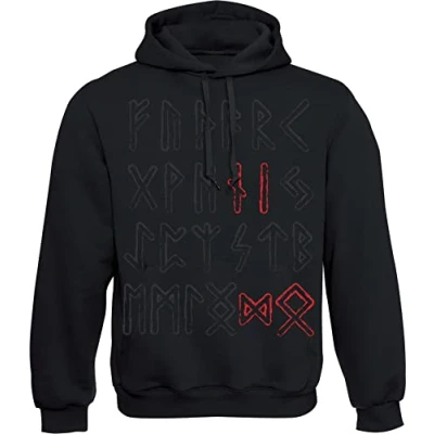 Afbeelding van T shirt: Mjölnir Viking overhemd heren dames Vikingen Noorwegen Thor Wotan Odin Northern Men Norseman Metal LARP Bike r Thorshammer Götter cadeau idee, Zwart Hoodie